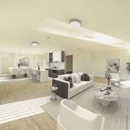 Einrichtungsbeispiel offene Küche/ Wohnbereich