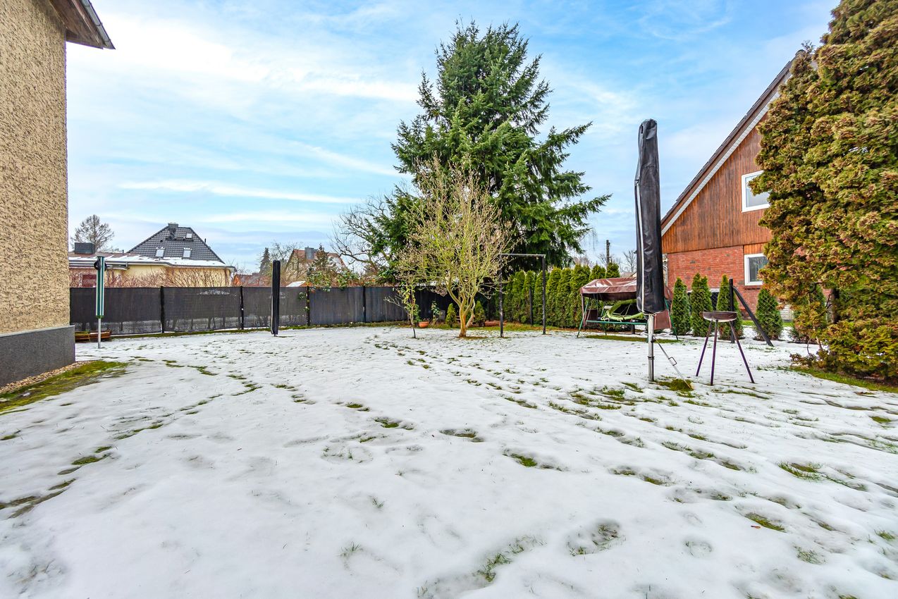 Gartenansicht mit Rasenfläche