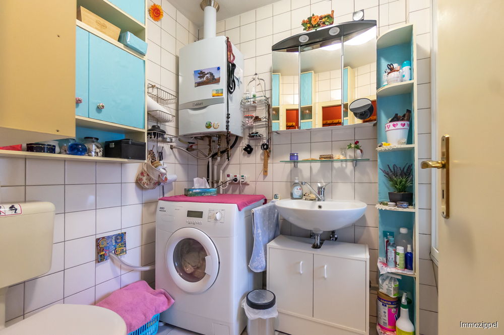 Duschbad mit WC, Waschbecken, Waschmaschinenstellplatz, Gastherme Ansicht 1